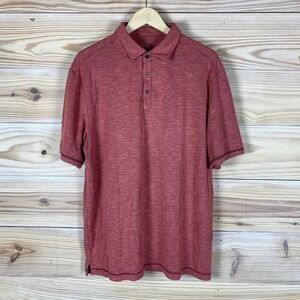 Nat Nast Polo Shirt Mens L Salmon Luxury Originals Rayon Blend Slub Knit Casual